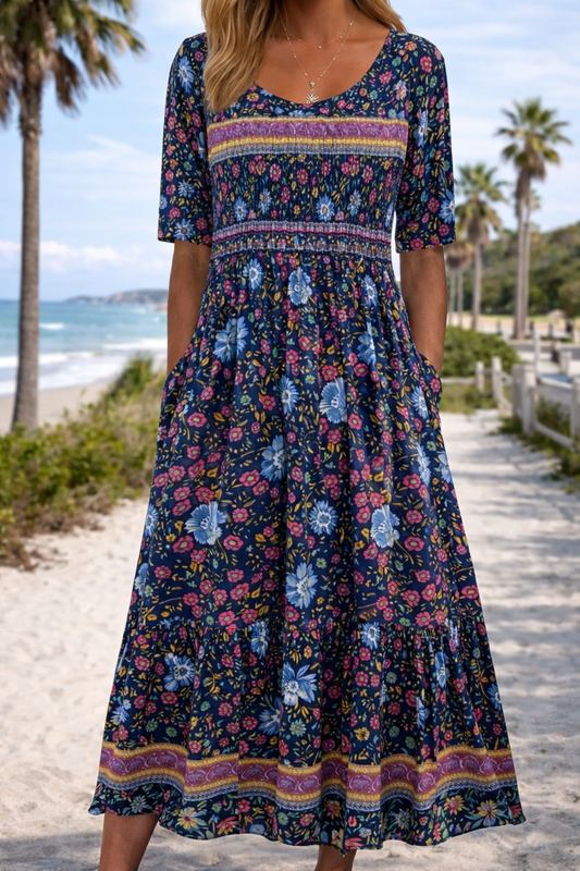 Boho Floral Sophie Laurie Summer Midi Dress