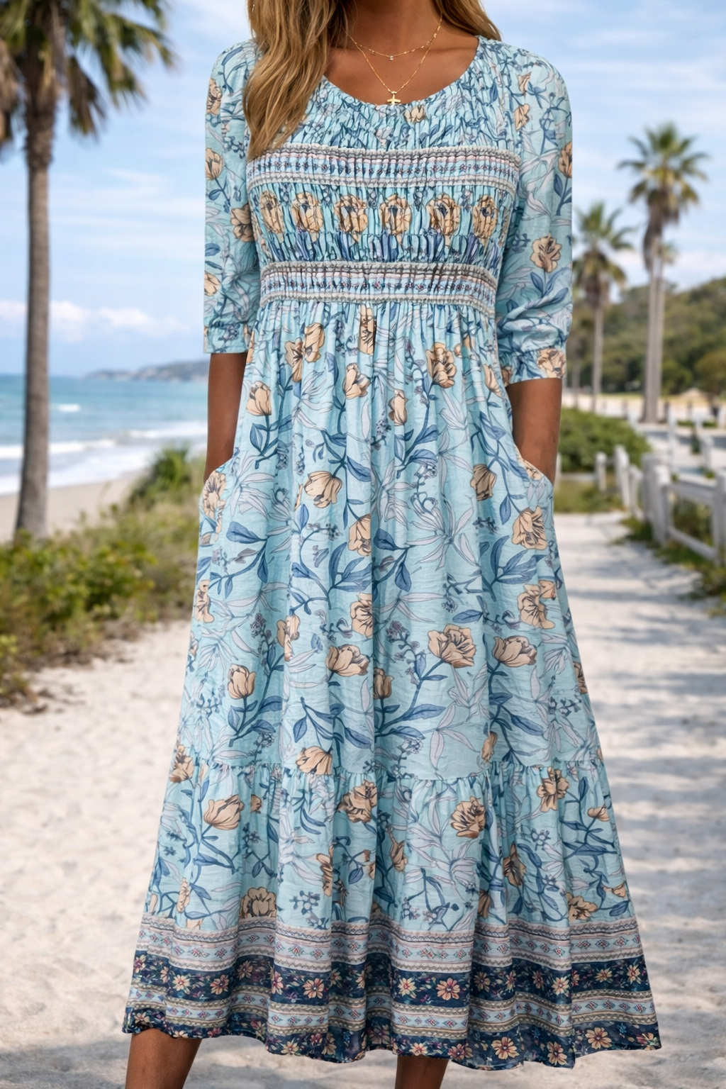 Boho Floral Sophie Laurie Summer Midi Dress