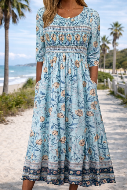 Boho Floral Sophie Laurie Summer Midi Dress