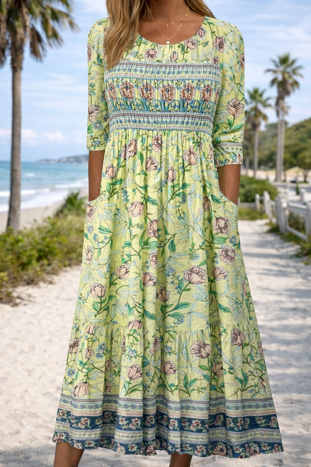 Boho Floral Sophie Laurie Summer Midi Dress