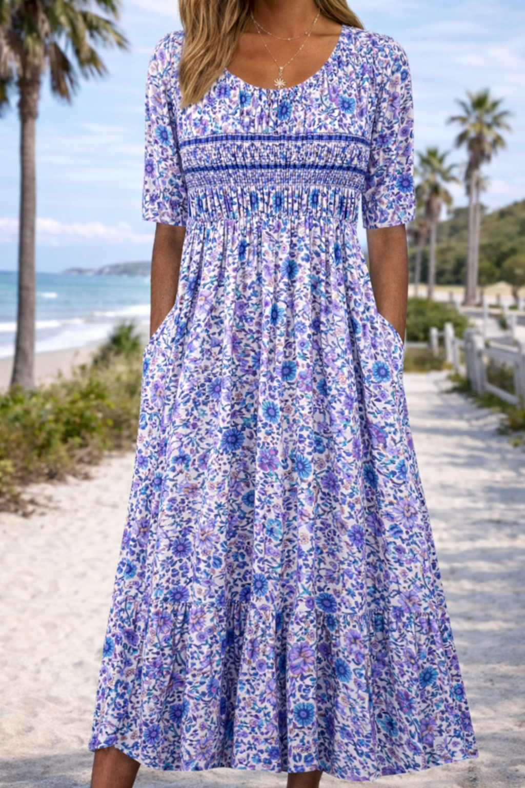 Boho Floral Sophie Laurie Summer Midi Dress