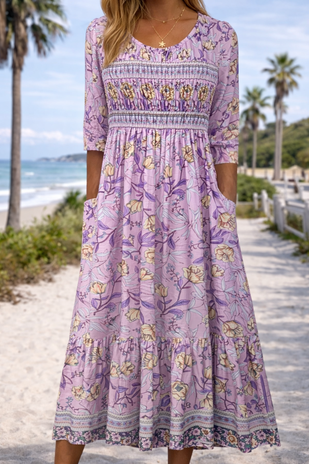 Boho Floral Sophie Laurie Summer Midi Dress