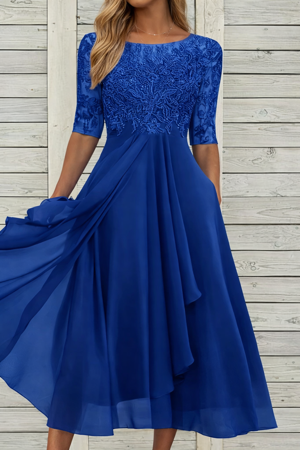 Elegant Sophie Laurie Lace Midi Evening Dress