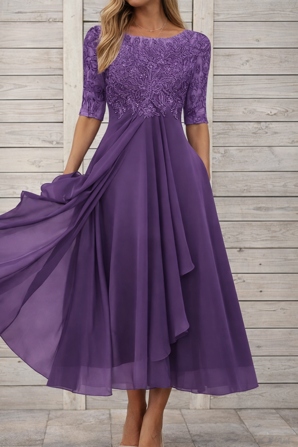Elegant Sophie Laurie Lace Midi Evening Dress
