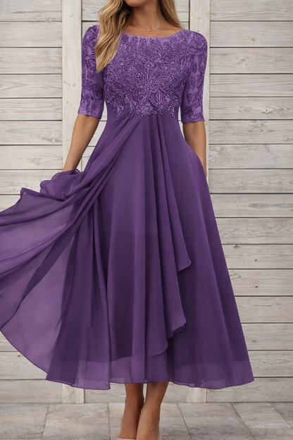 Elegant Sophie Laurie Lace Midi Evening Dress