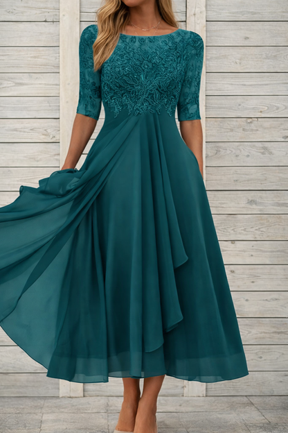 Elegant Sophie Laurie Lace Midi Evening Dress