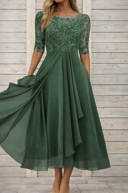 Elegant Sophie Laurie Lace Midi Evening Dress