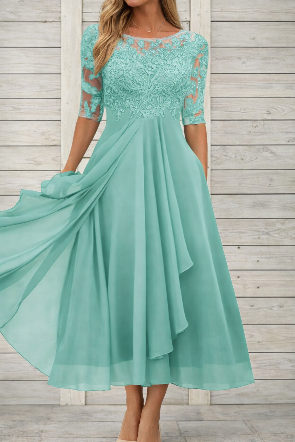 Elegant Sophie Laurie Lace Midi Evening Dress