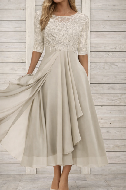 Elegant Sophie Laurie Lace Midi Evening Dress