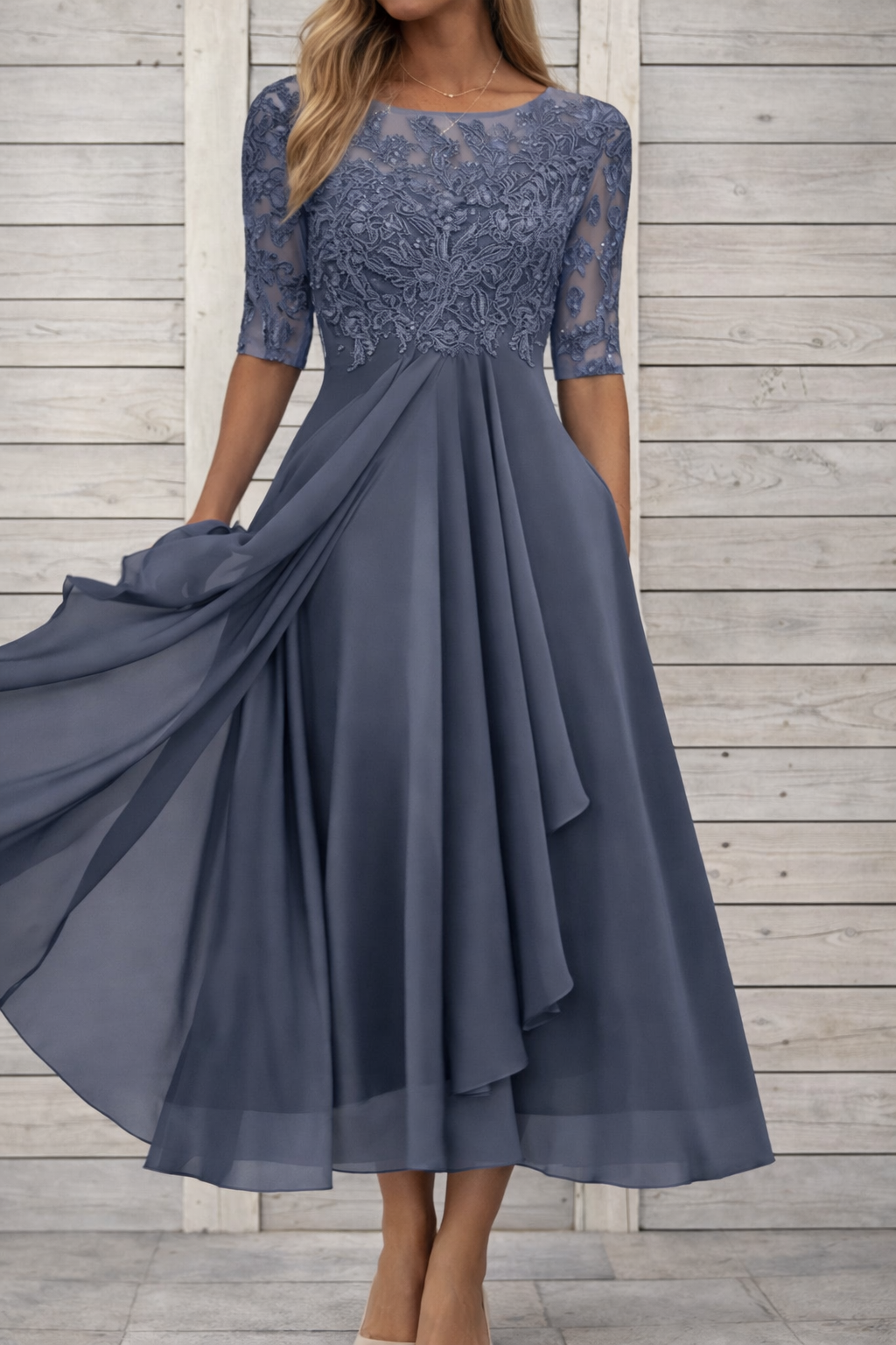 Elegant Sophie Laurie Lace Midi Evening Dress
