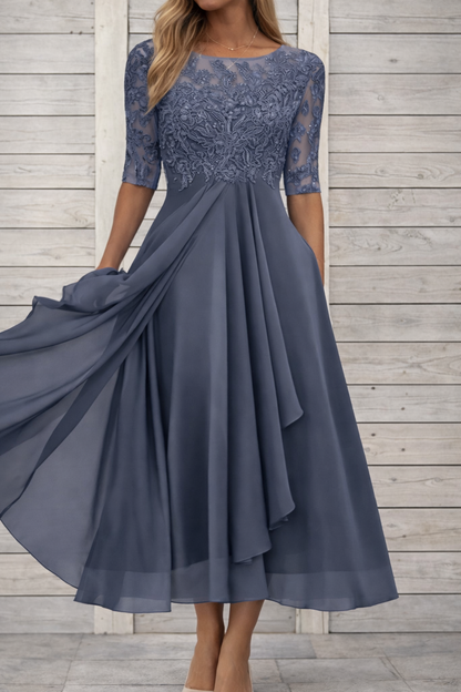 Elegant Sophie Laurie Lace Midi Evening Dress