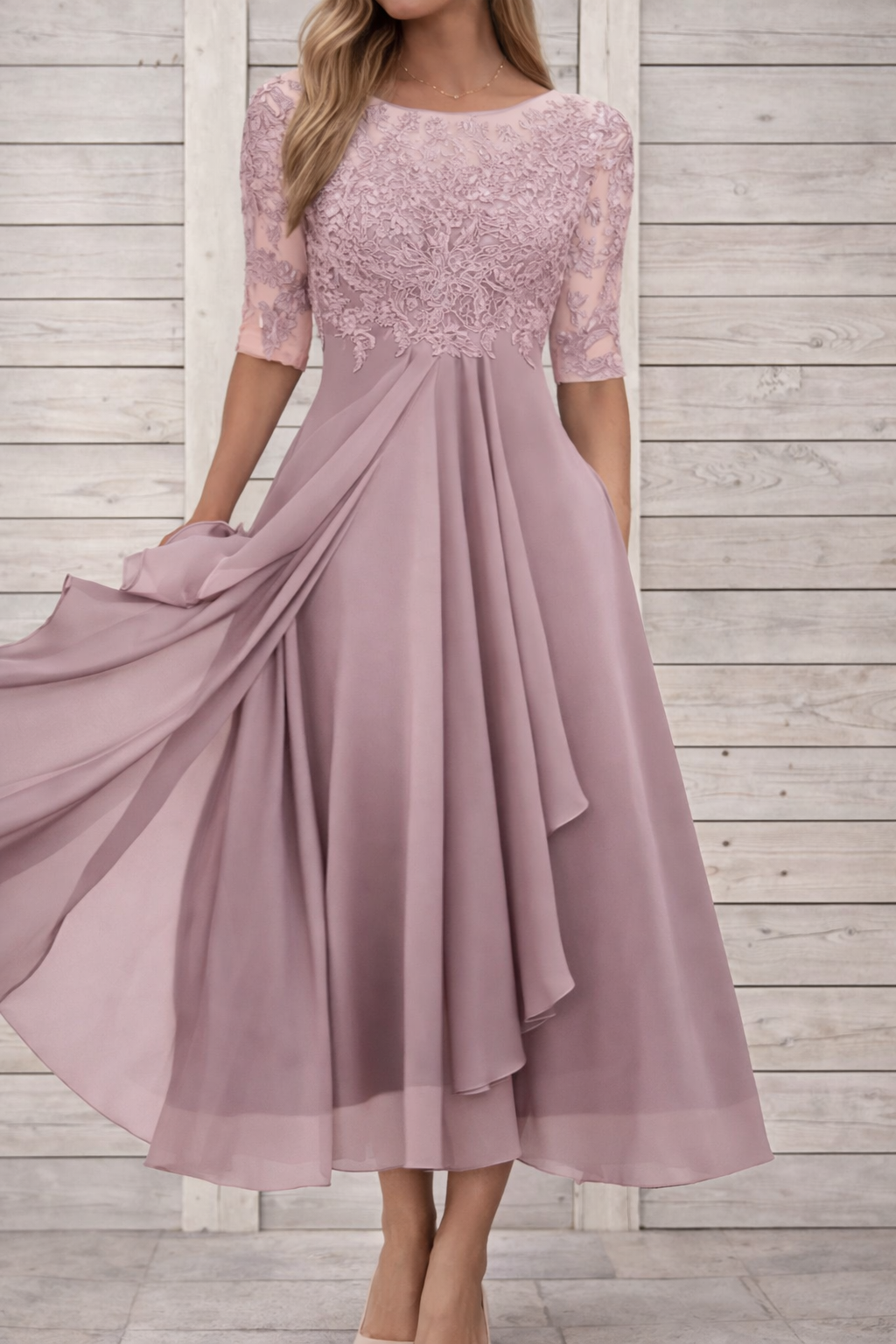 Elegant Sophie Laurie Lace Midi Evening Dress