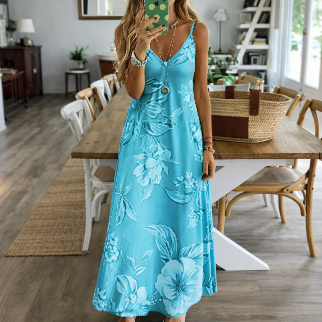 Floral Low-Cut Maxi Dress by Sophie Laurie