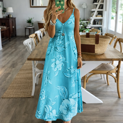 Floral Low-Cut Maxi Dress by Sophie Laurie