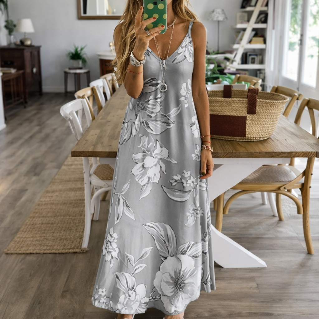 Floral Low-Cut Maxi Dress by Sophie Laurie