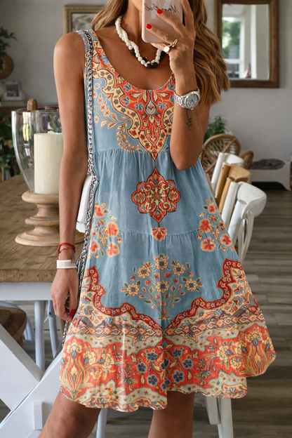 Floral Print Sophie Laurie Summer Sleeveless Dress