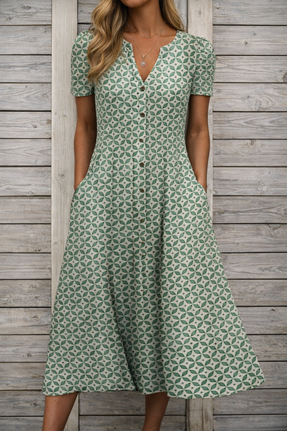 Printed V-Neck Maxi Dress by Sophie Laurie