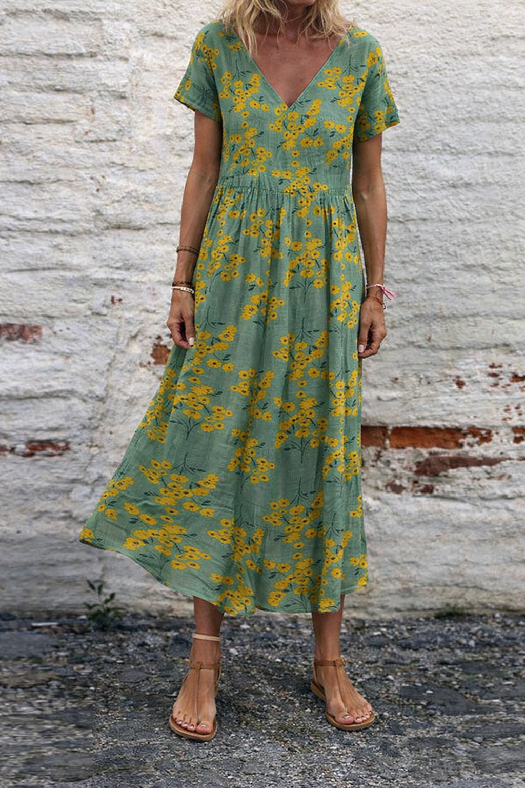 Floral Cotton V-Neck Maxi Dress by Sophie Laurie