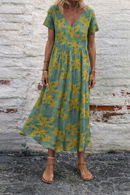 Floral Cotton V-Neck Maxi Dress by Sophie Laurie