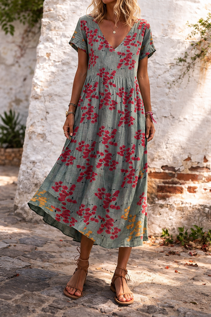 Floral Cotton V-Neck Maxi Dress by Sophie Laurie
