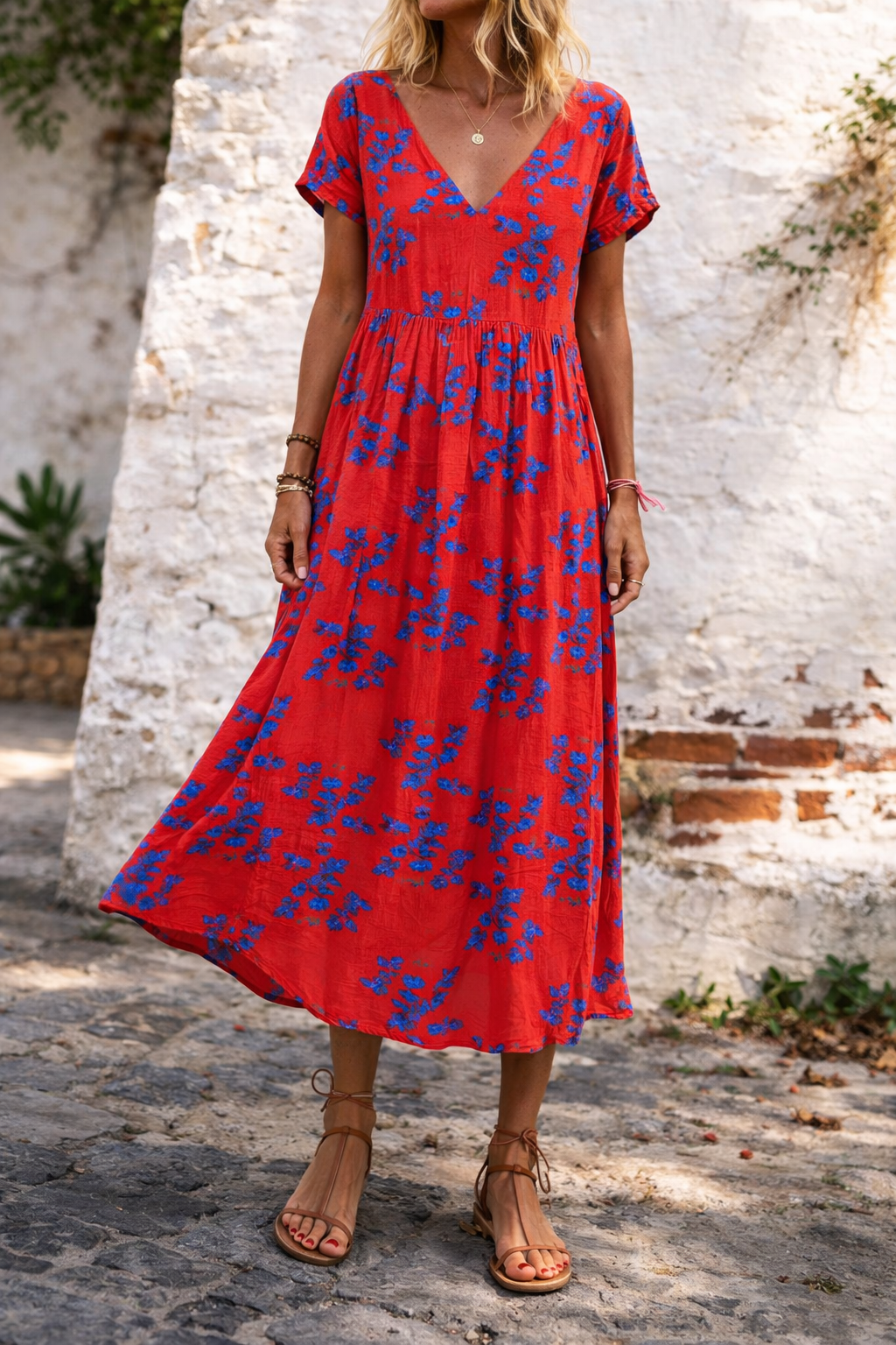Floral Cotton V-Neck Maxi Dress by Sophie Laurie