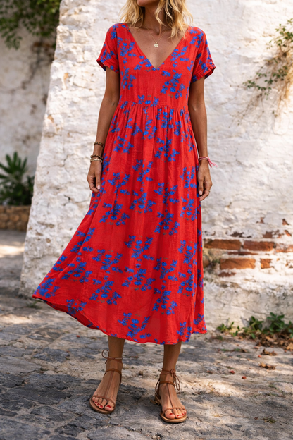 Floral Cotton V-Neck Maxi Dress by Sophie Laurie