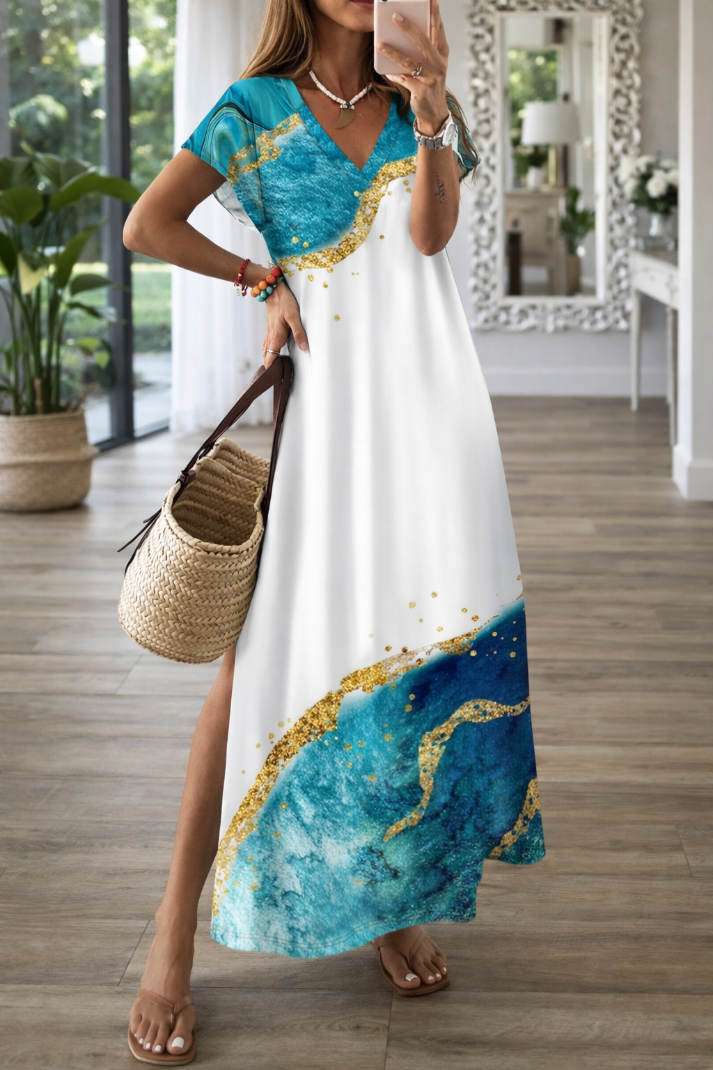 Elegant 3D Print Midi Dress by Sophie Laurie
