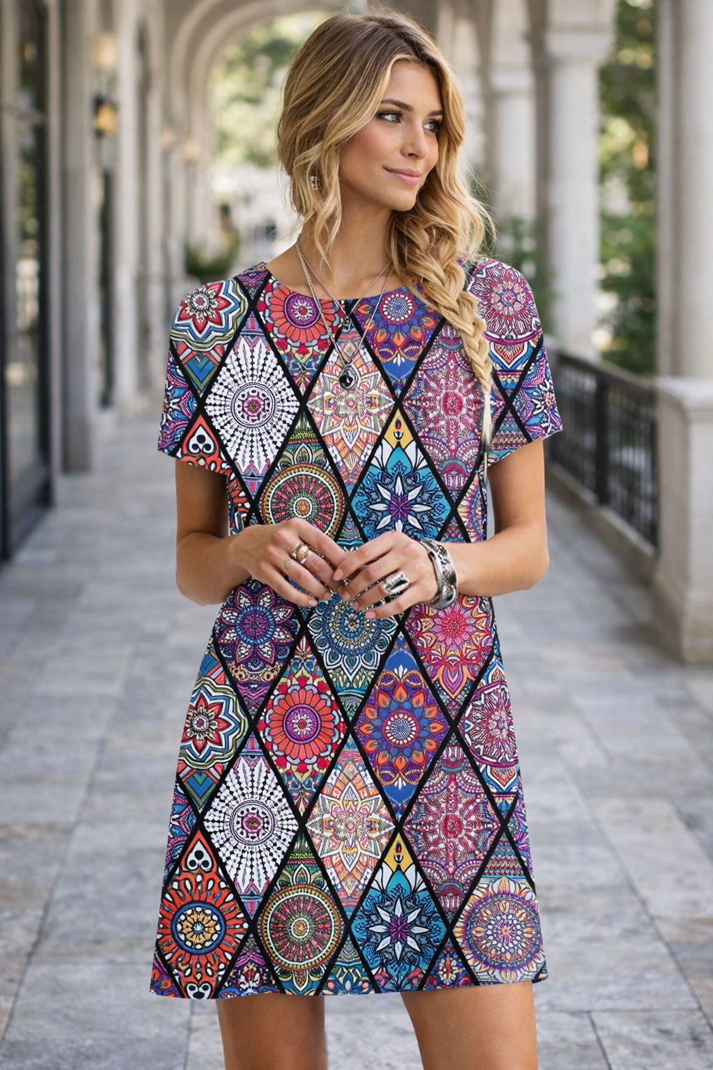 Vibrant Printed Ultra-Short Dress by Sophie Laurie