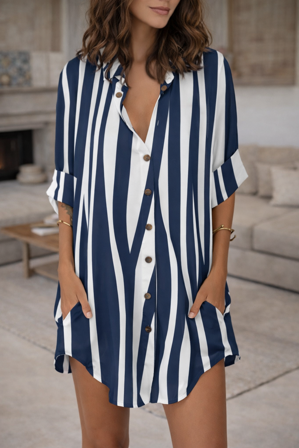 Trendy Print Shirt Dress by Sophie Laurie
