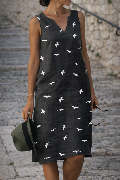 Chic Bird Print Summer Dress by Sophie Laurie