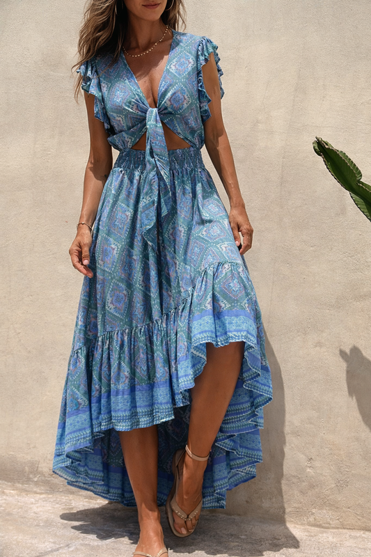 Boho Printed Sophie Laurie Flying Sleeve Maxi Dress