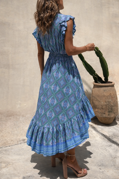 Boho Printed Sophie Laurie Flying Sleeve Maxi Dress