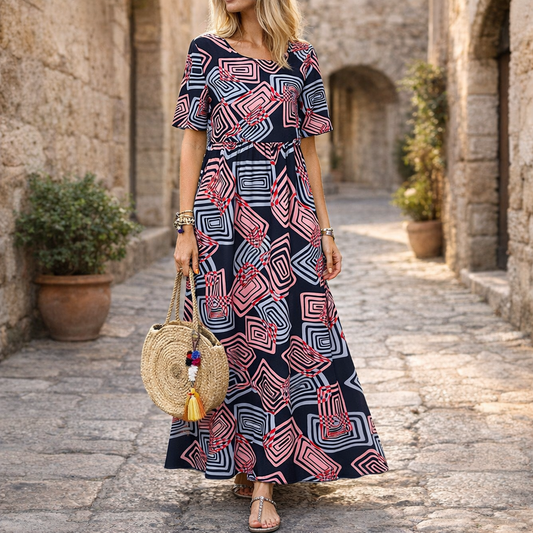 Geometric Summer Maxi Dress by Sophie Laurie