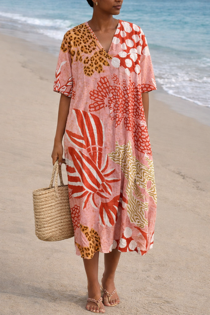 Boho Floral Sophie Laurie V-Neck Summer Dress