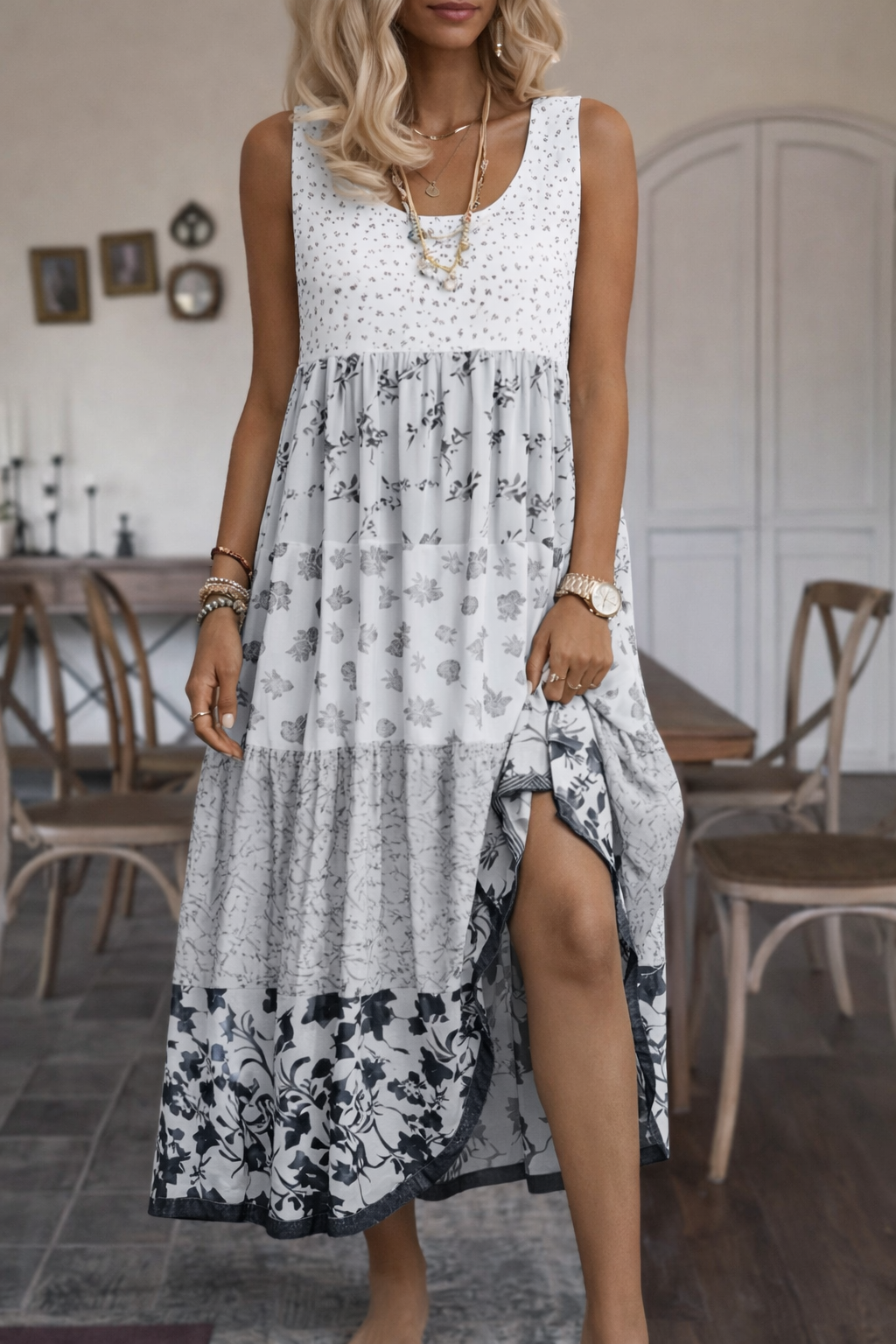 Boho Print Sleeveless Dress by Sophie Laurie