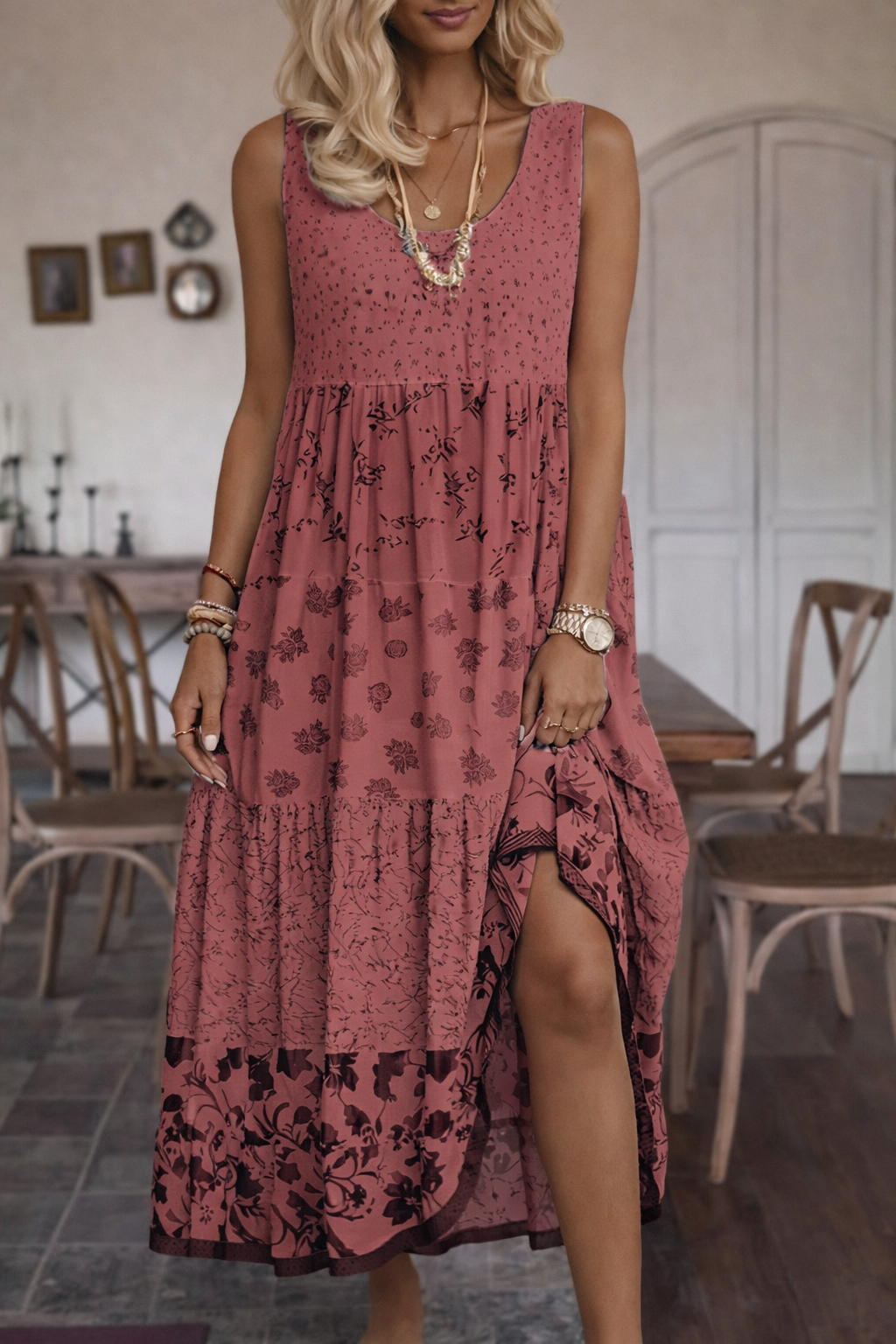 Boho Print Sleeveless Dress by Sophie Laurie