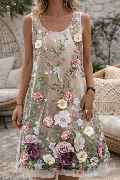 Leaf Print Sophie Laurie Sleeveless Summer Dress