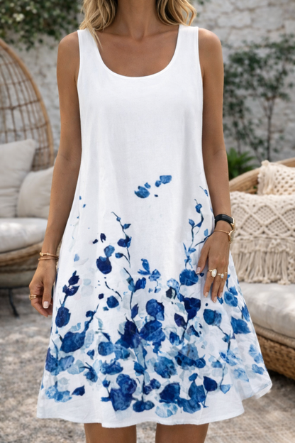 Leaf Print Sophie Laurie Sleeveless Summer Dress