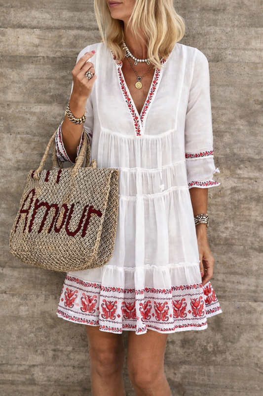 Boho Print V Neck Dress Sophie Laurie Summer