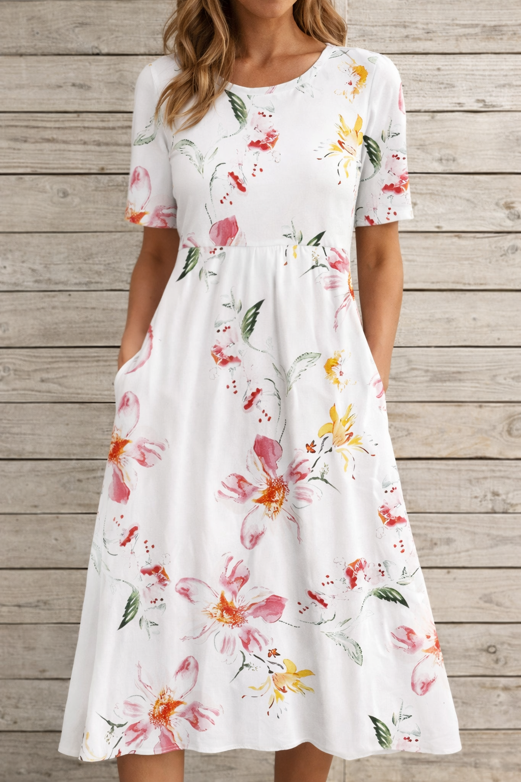 Floral Print Sophie Laurie Summer V-Neck Dress