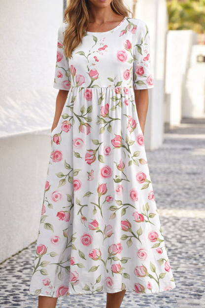 Floral Print Sophie Laurie Summer V-Neck Dress