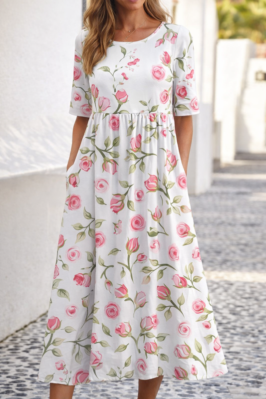 Floral Print Sophie Laurie Summer V-Neck Dress