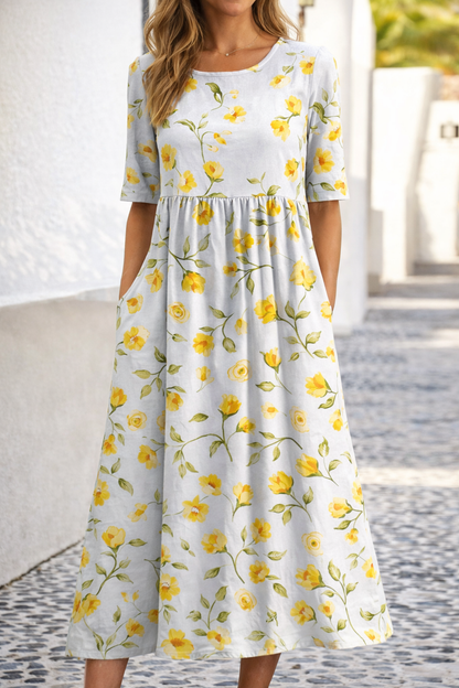 Floral Print Sophie Laurie Summer V-Neck Dress