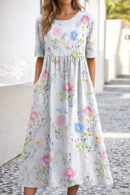 Floral Print Sophie Laurie Summer V-Neck Dress