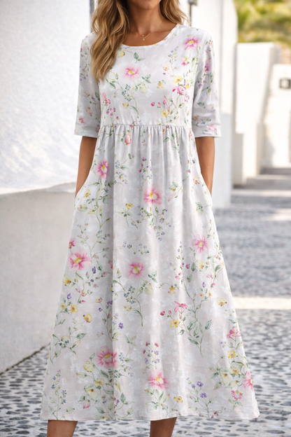 Floral Print Sophie Laurie Summer V-Neck Dress