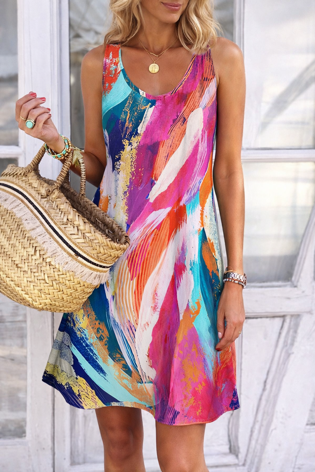 Vibrant Graffiti Sophie Laurie Summer Sleeveless Dress