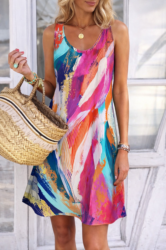 Vibrant Graffiti Sophie Laurie Summer Sleeveless Dress