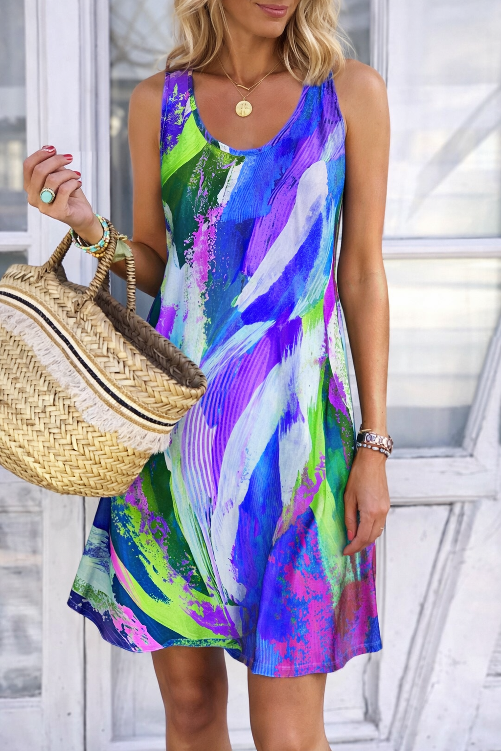 Vibrant Graffiti Sophie Laurie Summer Sleeveless Dress