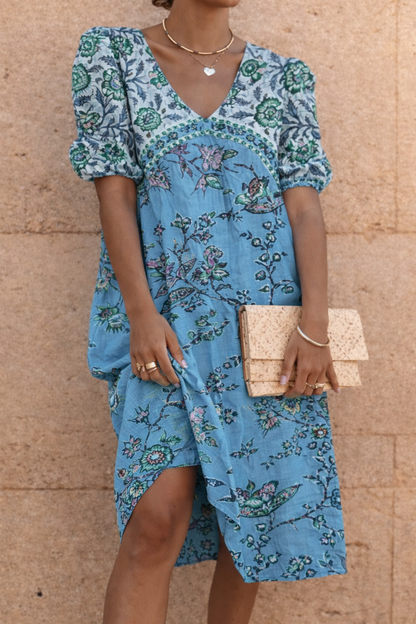 Floral V-Neck Mid-Length Dress by Sophie Laurie