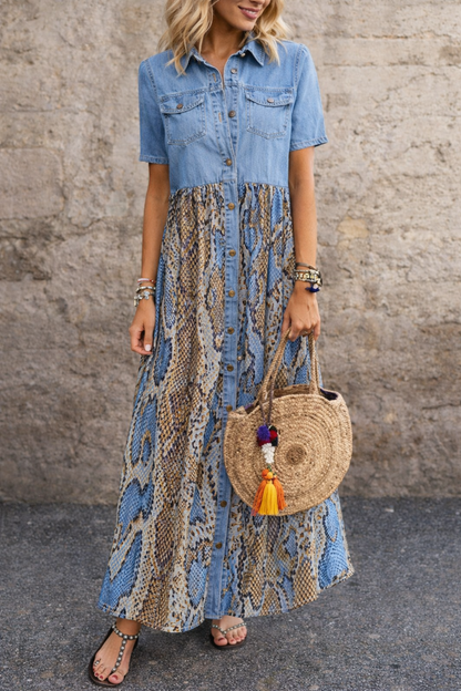 Boho Print Maxi Dress Sophie Laurie Summer Swing Skirt